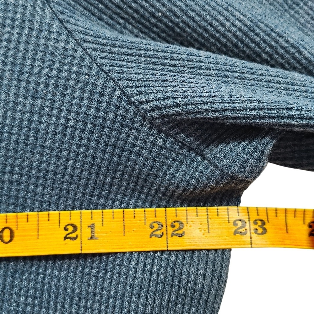 Club Room Mens Blue Waffle Knit Thermal Henley Shirt Long Sleeve XL FA22 - Picture 6 of 8